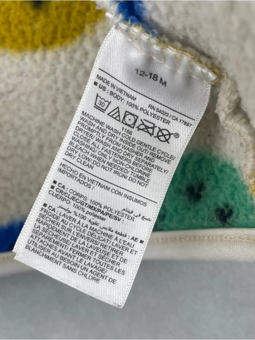 Old Navy Cream Sherpa Jacket with Multicolor Smiley Face Dots‎ Size 12-18 Months